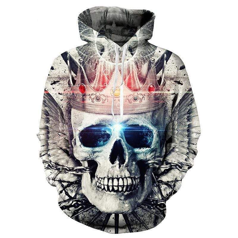 King Skull Crown Hoodie For Couple 3D All Over Print
