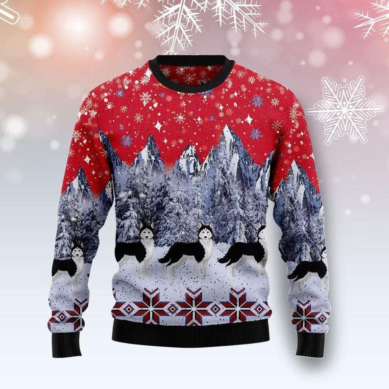 Merry Christmas Siberian Husky Snow Ugly Sweater 3D All Over Print