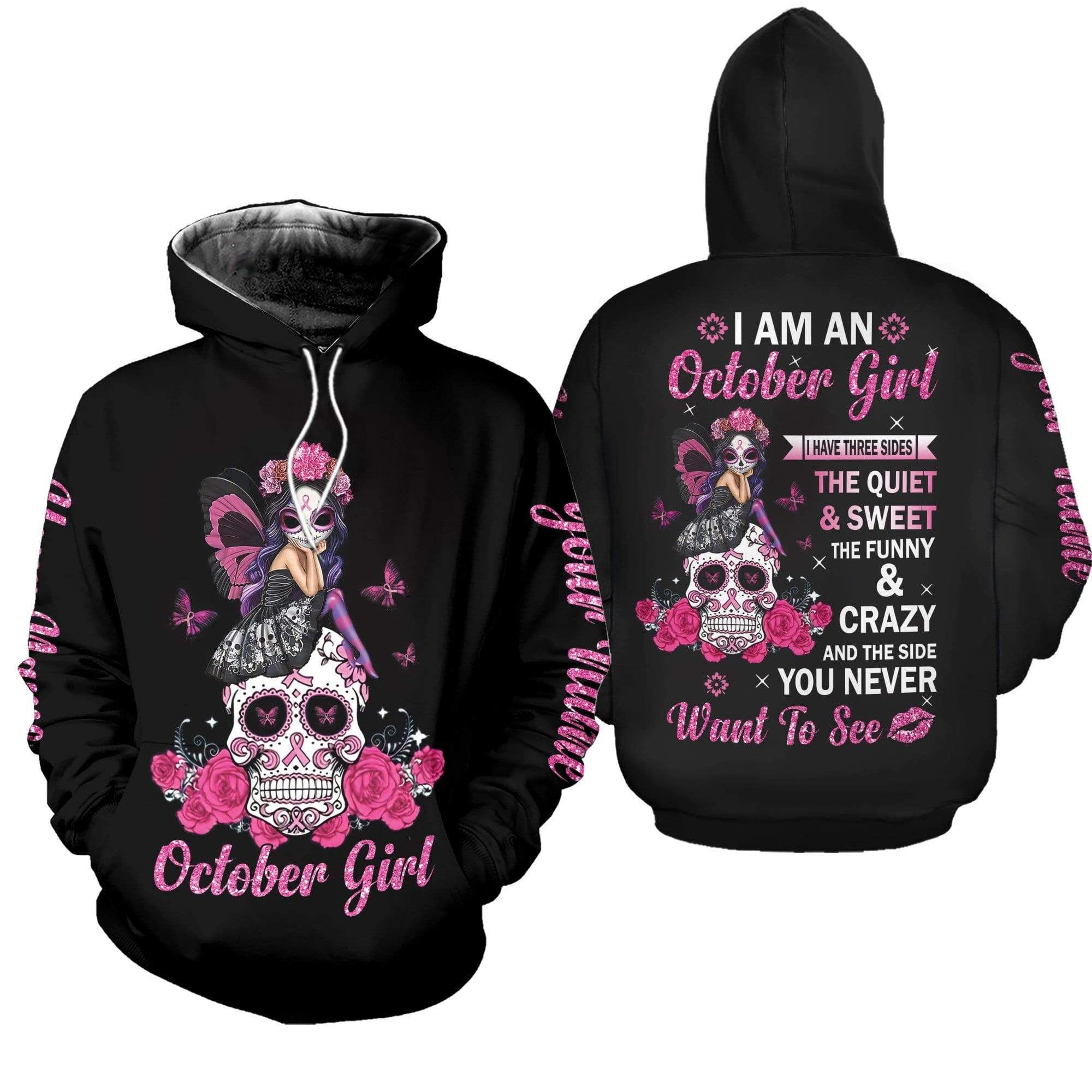 Personalized Name October Girl 3D All Over Printed Hoodie