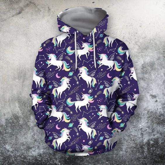 Unicorn Pattern Hoodie 3D All Over Print