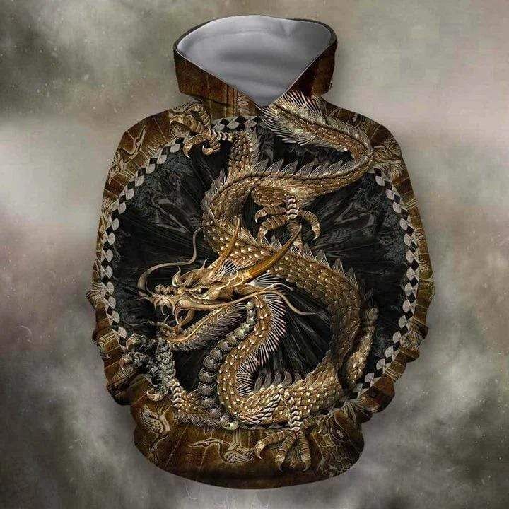 Chinese Dragon Gold Hoodie 3D All Over Print PAN