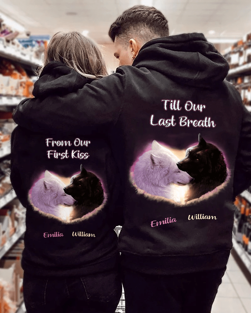Personalized Gift For Couple Wolf Hoodie Till Our Last Breath