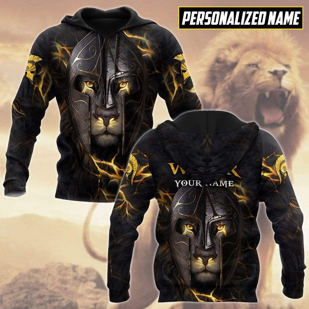 Personalized Lion Warrior Custom Name Hoodie 3D All Over Print