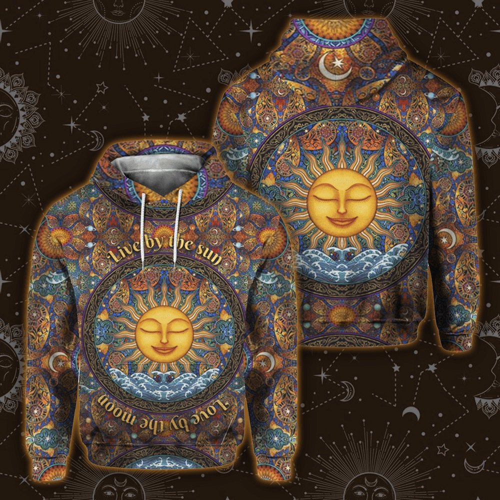 Live By The Sun Love By The Moon Hippie Hoodie 3D All Over Print