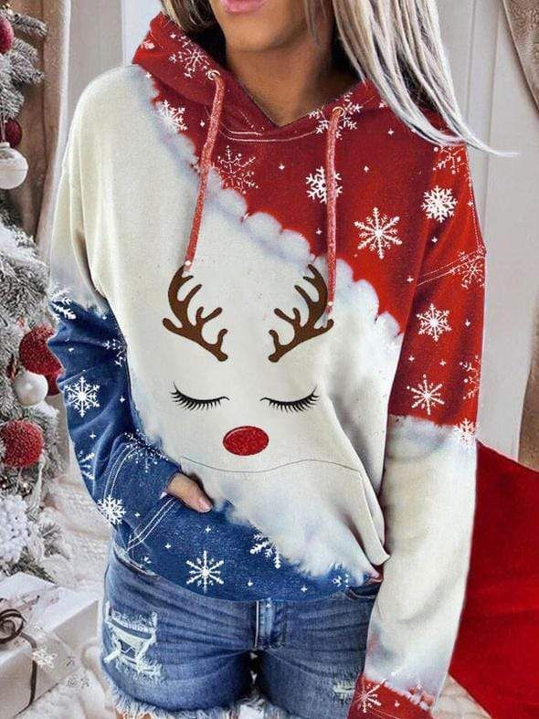 Christmas Deer Snowflake 3D All Over Printed Hoodie Sweater