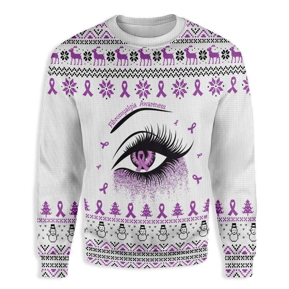 Purple Eye Fibromyalgia Awareness Sweatshirt All Over Print