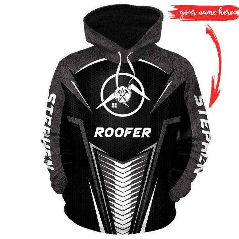 Personalized Custom Name B&W Roofer Hoodie 3D All Over Print PAN3HD0195