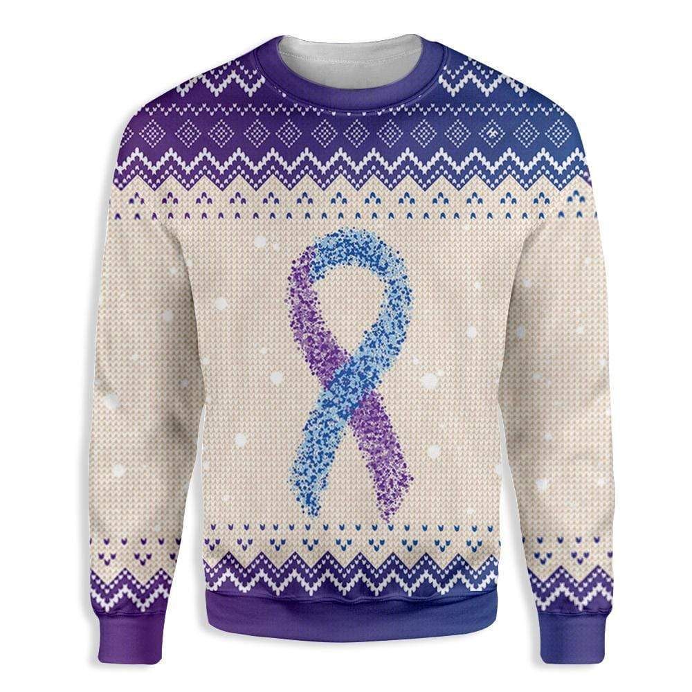 Purple And Blue Ribbon Rheumatoid Arthritis Awareness Sweatshirt All Over Print