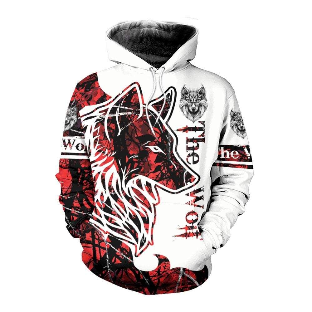 Wolf Tattoos Red Hoodie 3D All Over Print