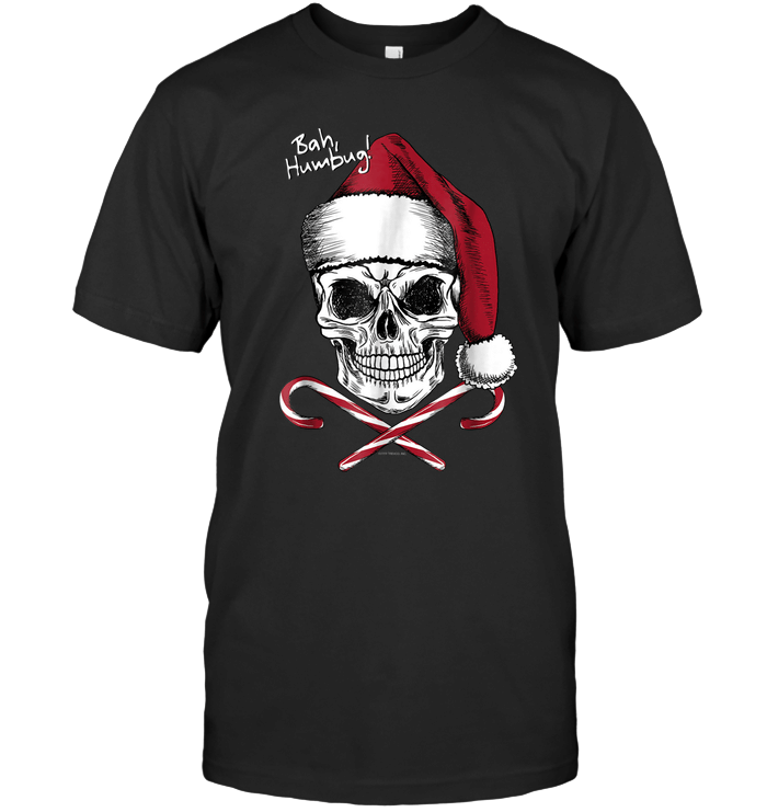 Skull Bah Humbug Christmas Funny Santa T Shirt
