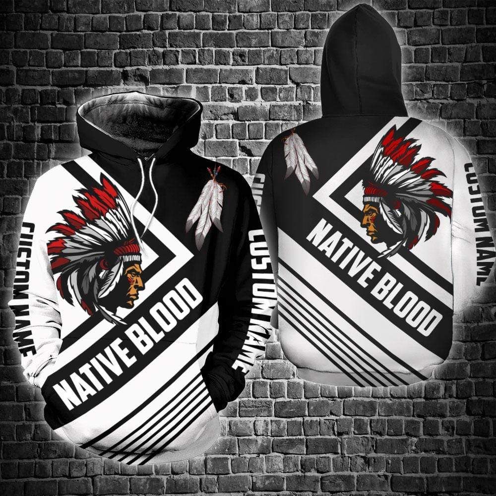 Personalized Native American Blood Custom Name Hoodie 3D All Over Print