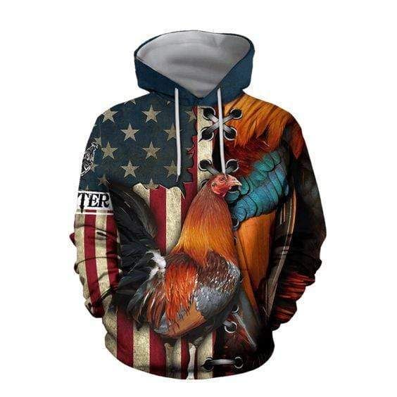 Rooster Flag Hoodie 3D All Over Print