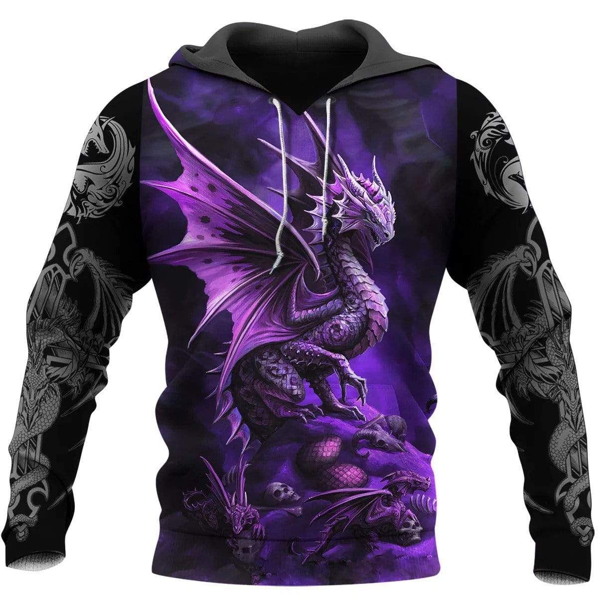 Purple Tattoo And Dragon Hoodie 3D All Over Print