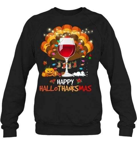Wine Hallothanksmas Shirt