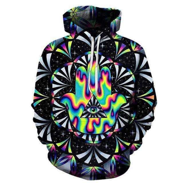 Colorful Hippie Hamsa Hoodie 3D All Over Print