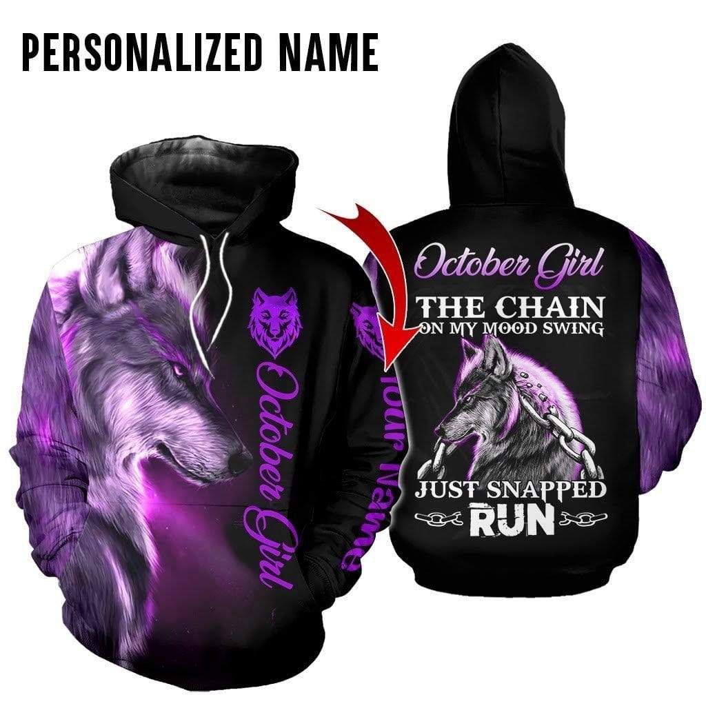 Personalized Just Snapped Run October Girl Wolf Aop Hoodie PAN