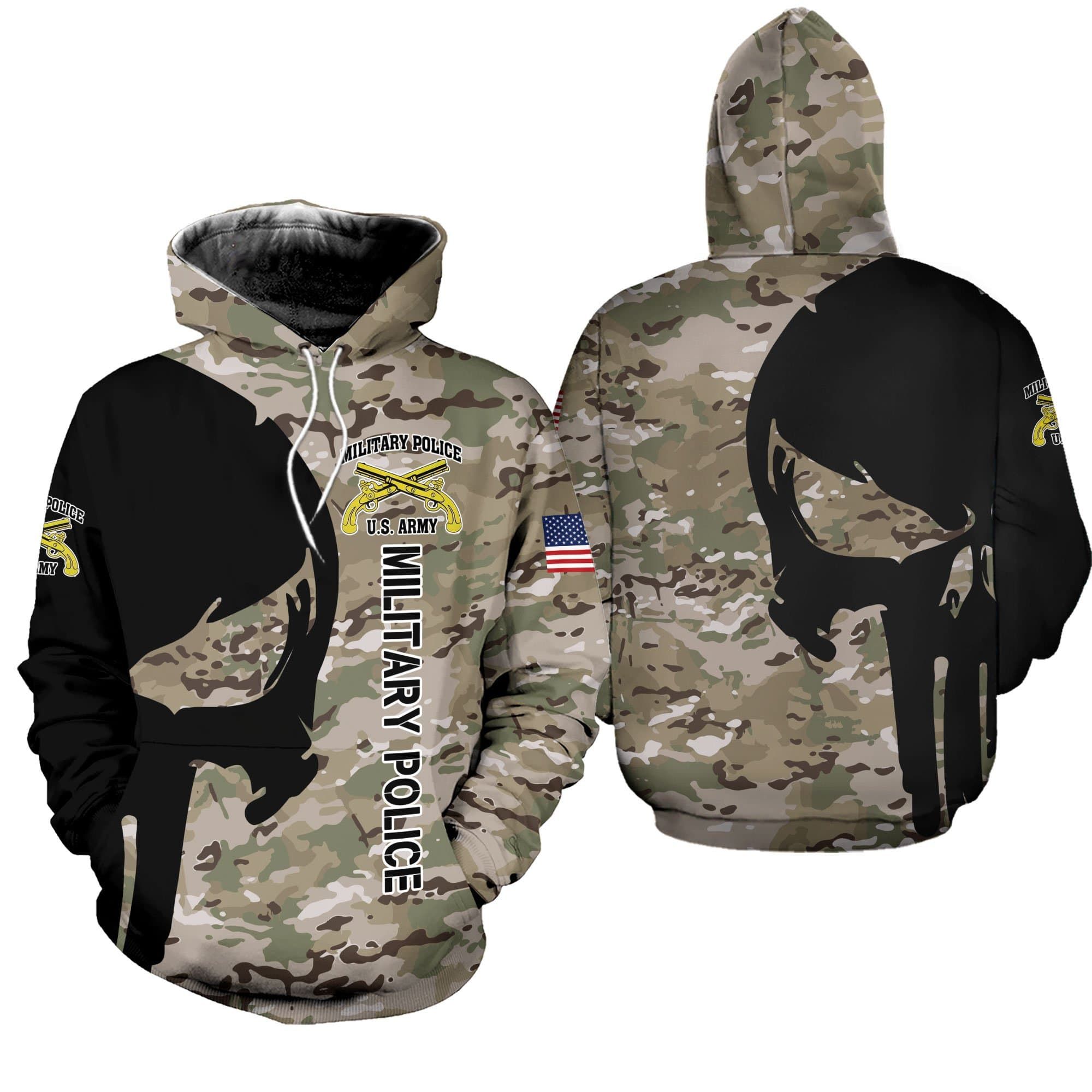 Military Police Skull Camo Hoodie 3D All Over Print
