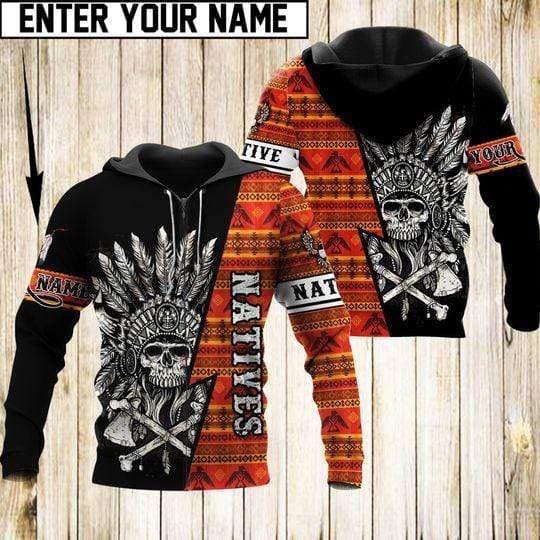 Personalized Native American Skull Custom Name Hoodie 3D All Over Print