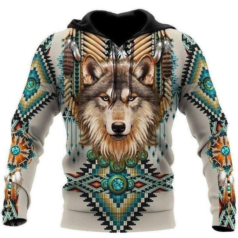 Native American Spirit Wolf Hoodie 3D All Over Print