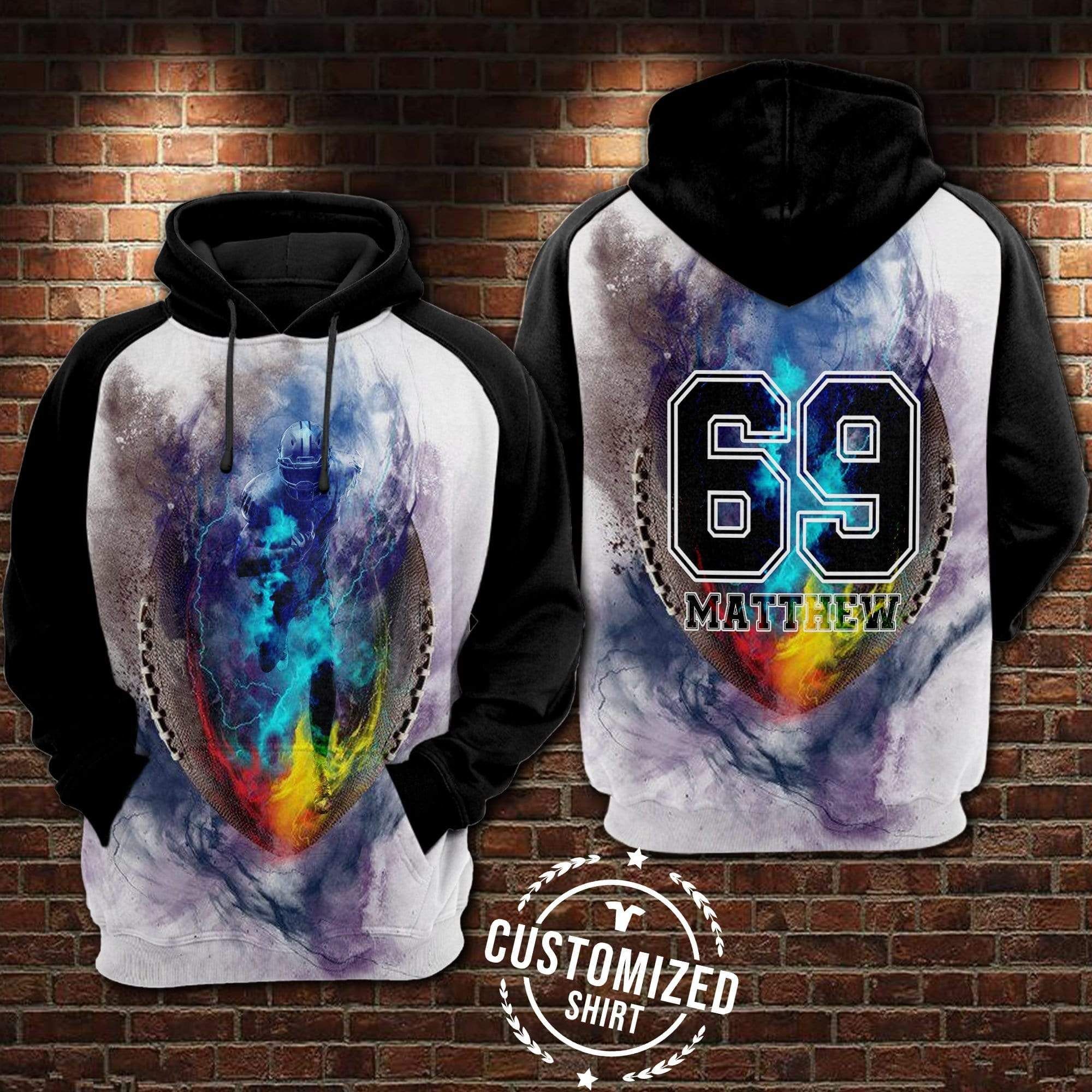 Personalized Customized American Football Smoke Hoodie 3D All Over Print With Name