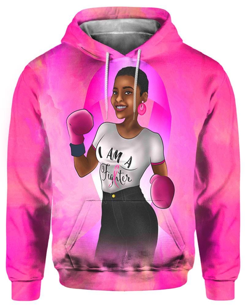 Breast Cancer Awareness American Black Art African Fighter Hoodie 3D All Over Print