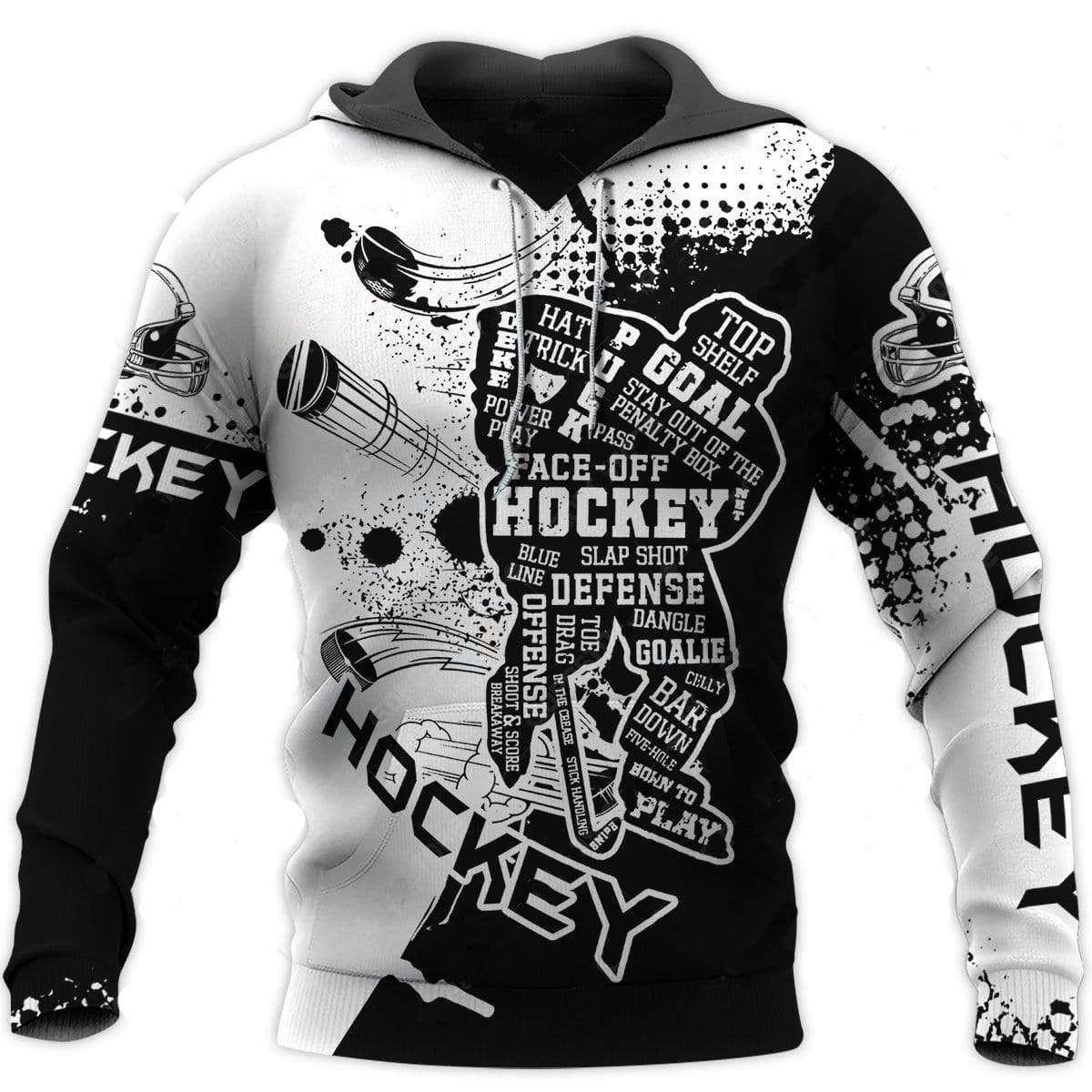 Inspired B&W Hockey Player Hoodie 3D All Over Print