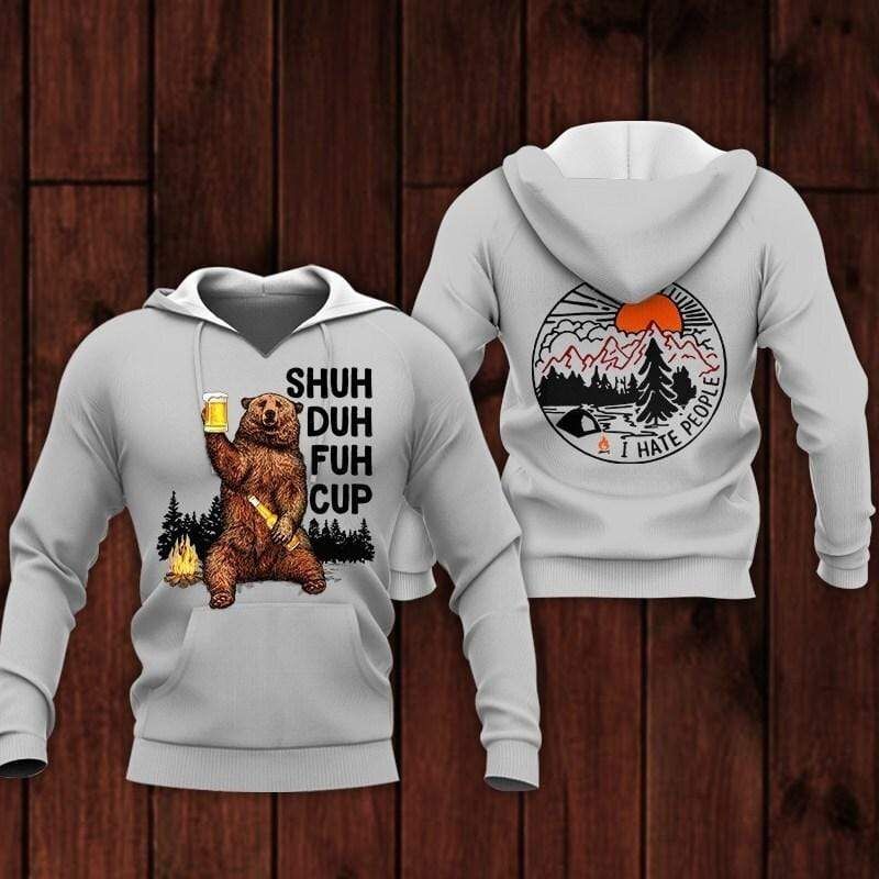 Bear And Beer Shuh Duh Fuh Cup Hoodie 3D All Over Print