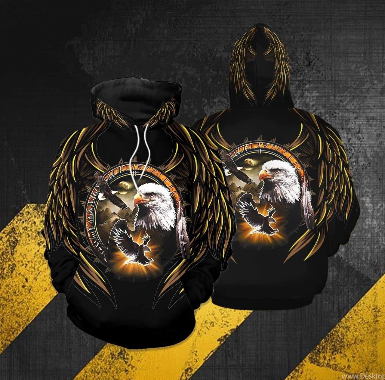 Native American Eagle Hoodie 3D All Over Print