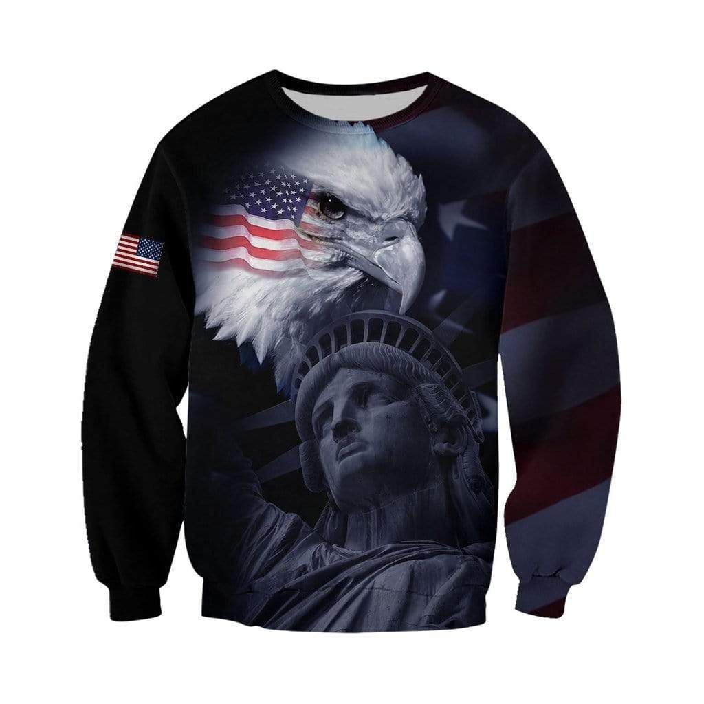Eagle Statue Of Liberty American Flag Veteran Sweatshirt 3D All Over Print