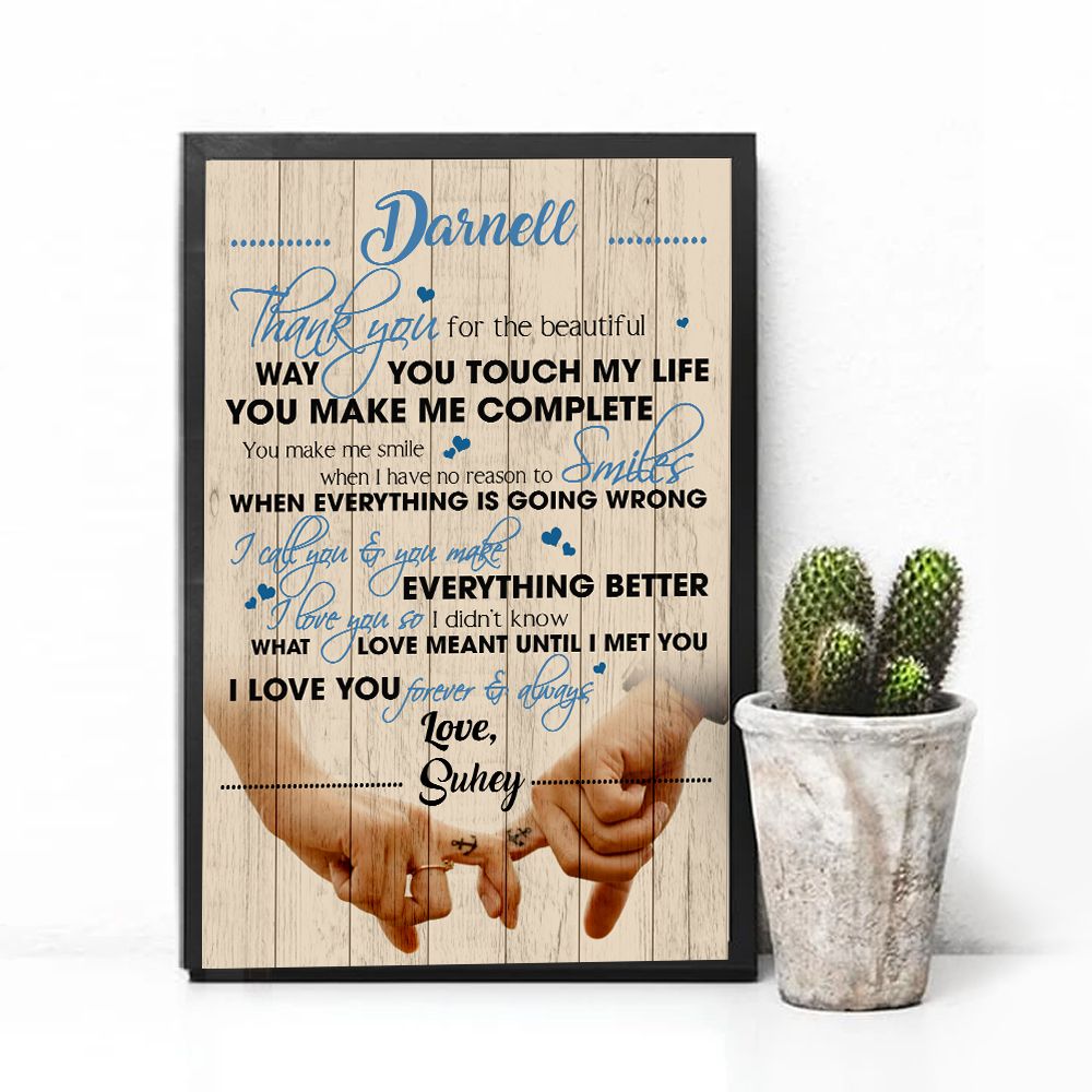 Personalized Gift For Couple Poster Thank You For The Beautiful Way You Touch My Life PAN