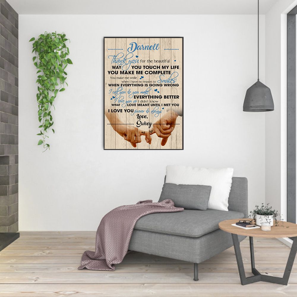 Personalized Gift For Couple Poster Thank You For The Beautiful Way You Touch My Life PAN