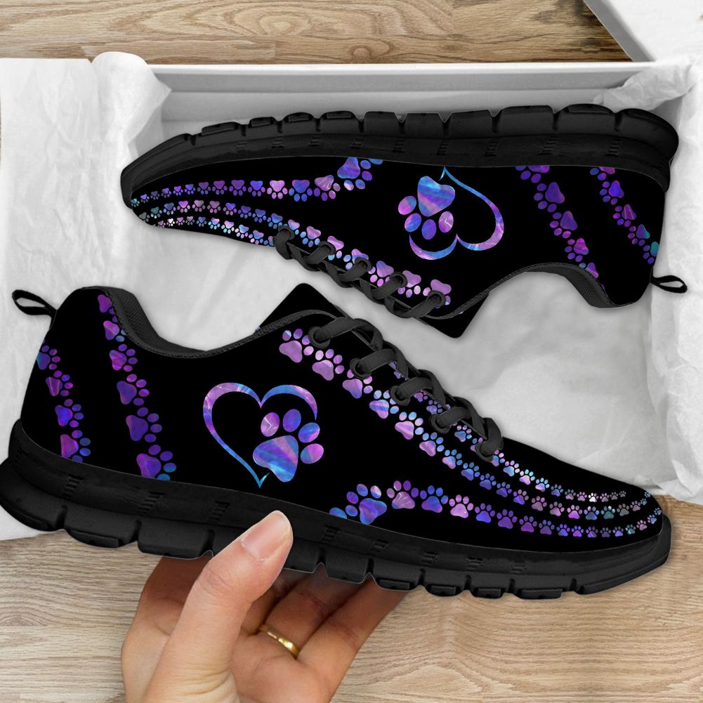 Paws Dog Heart Multiple Blue And Purple Sneaker Shoes PANSNE0056