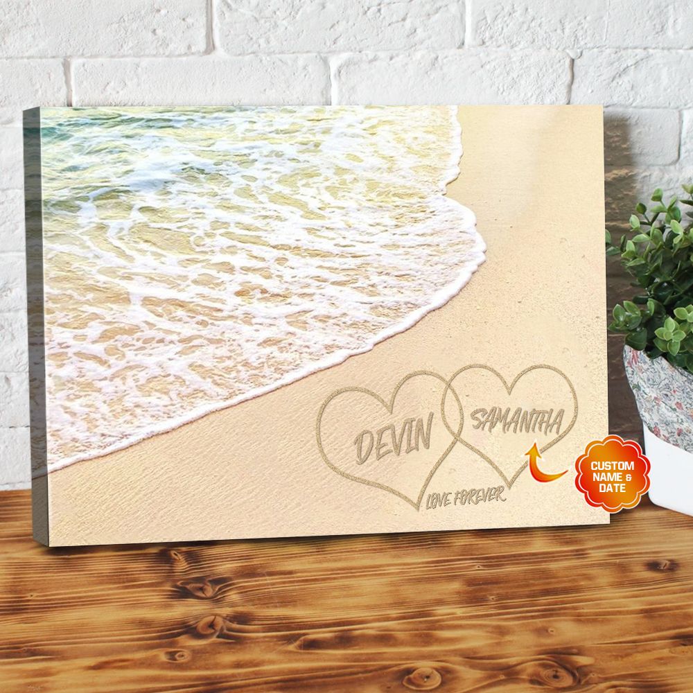 Personalized Valentine Day Gifts Beach In The Sand Canvas Prints PAN