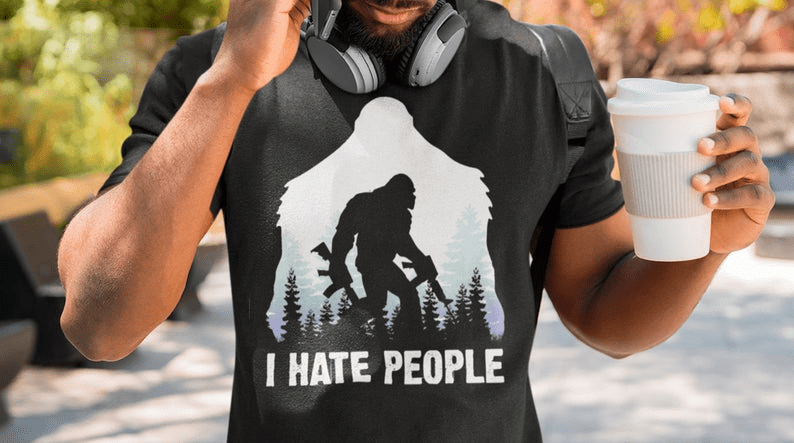 Bigfoot I Hate People Gun Funny Shirt