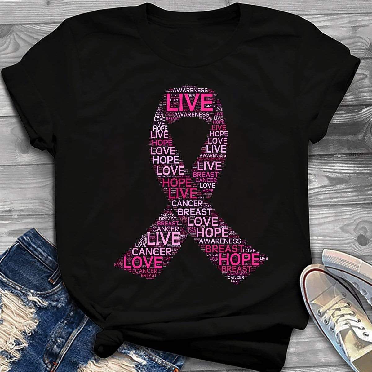 Live Hope Love Pink Ribbon Breast Cancer Awareness T-Shirt