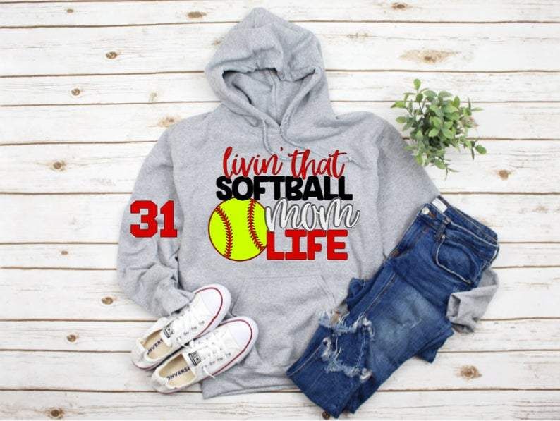 Personalized Livin' That Softball Mom Life Funny Sport Lover Family Custom Number T-Shirt