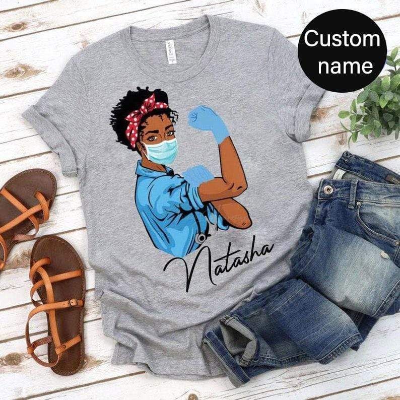 Personalized Black Girl Strong African Quarantined Custom Name T-Shirt