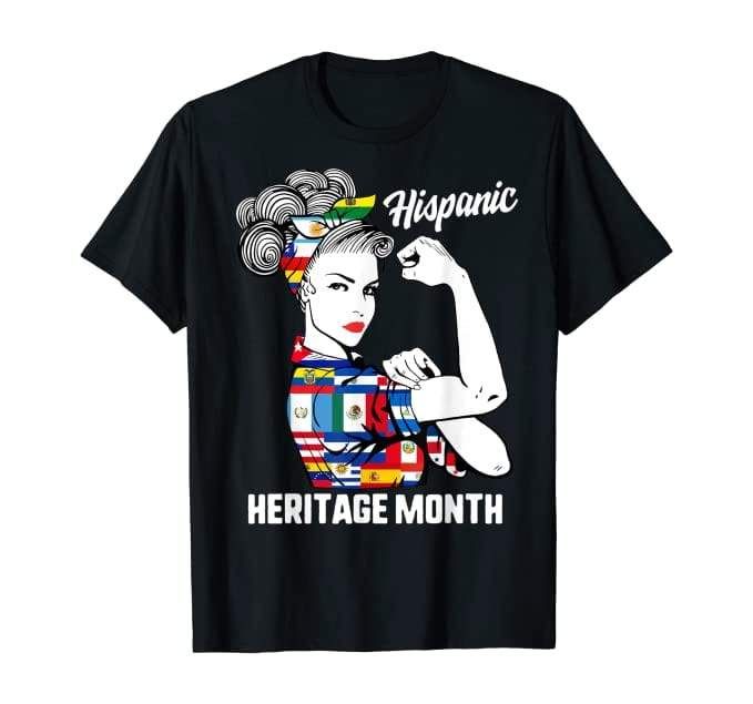 National Hispanic Heritage Month Woman Latino Countries Flag T-Shirt