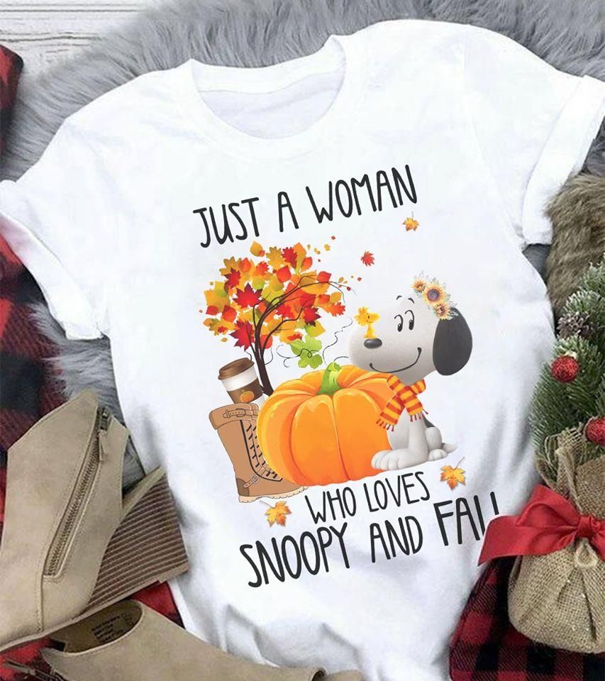 Just A Woman Who Loves Snoopy And Fall T-Shirt PAN2TS0049