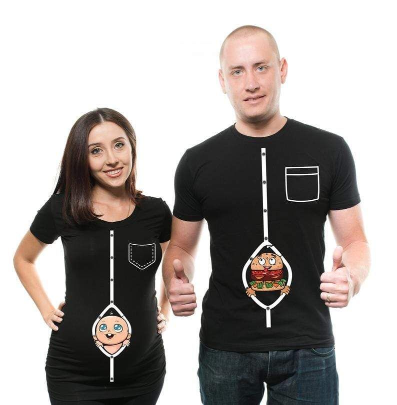 Funny Hamburger Couple Maternity T-Shirt