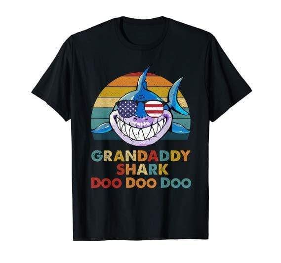 Gifts For Granddaddy Shark Doo Doo Doo Vintage Funny T-Shirt