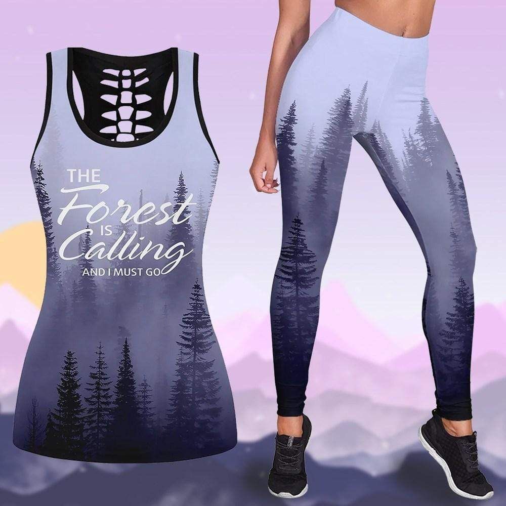 The Forest Is Calling Camping Combo Leggings And Hollow Tank Top