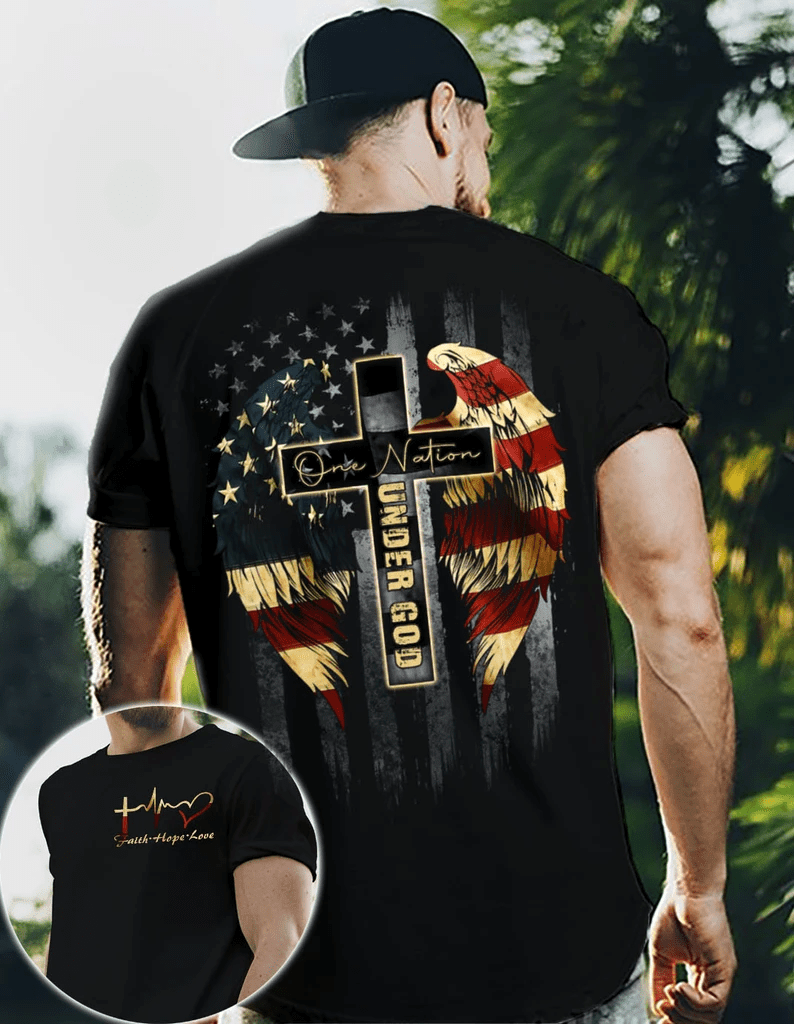 One Nation Under God Vintage American Flag T Shirt