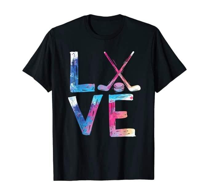 Hippie Love Watercolor Hockey Player T-Shirt