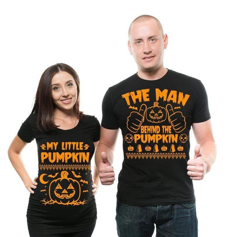 Funny Halloween Pumpkin Couple Maternity T-Shirt