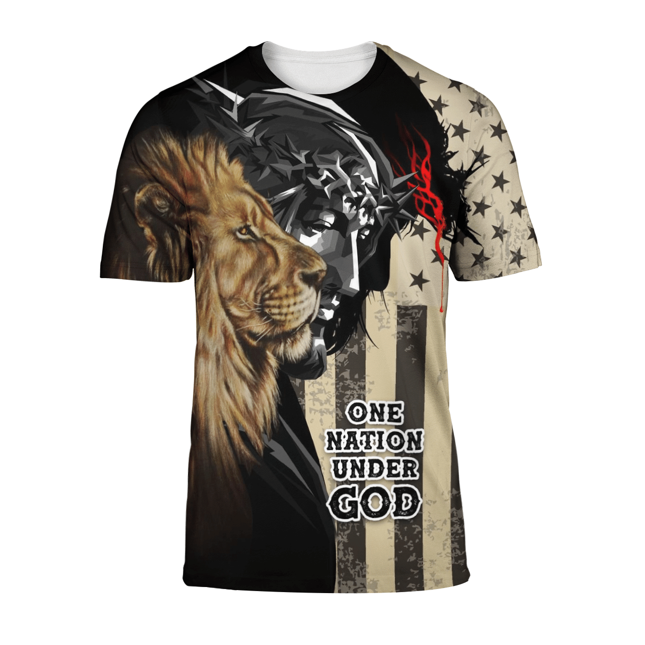 Lion Jesus One Nation Under God Shirt