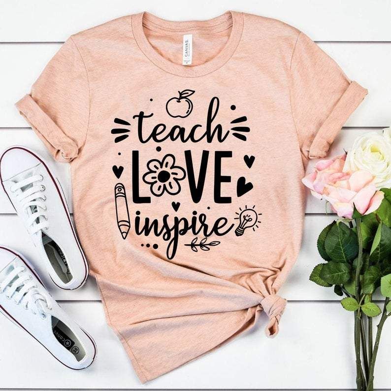 Teach Love Inspire Hippie Teacher Gifts Back To School T-Shirt