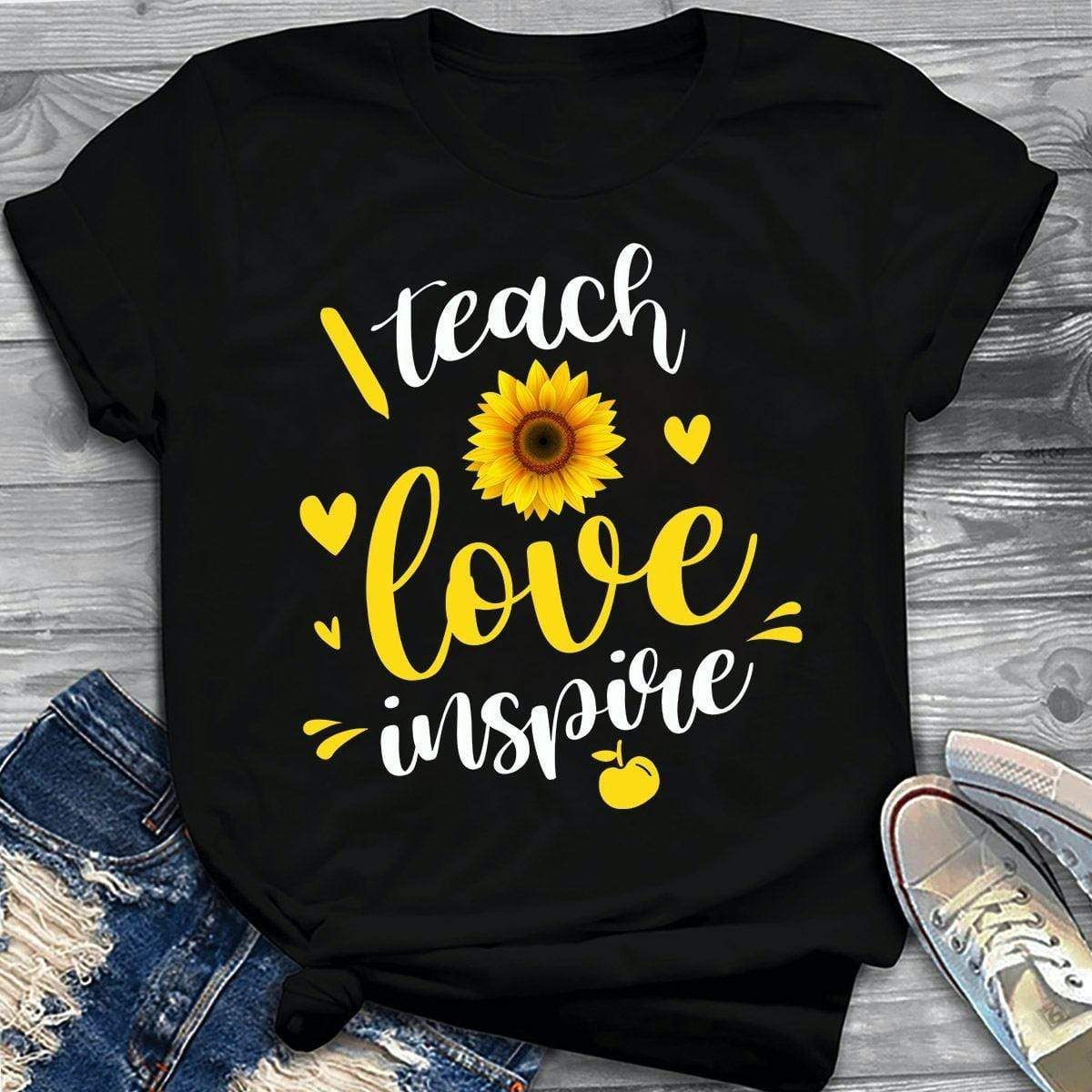 Teach Love Inspire Sunflower Teacher Gifts Back To School T-Shirt