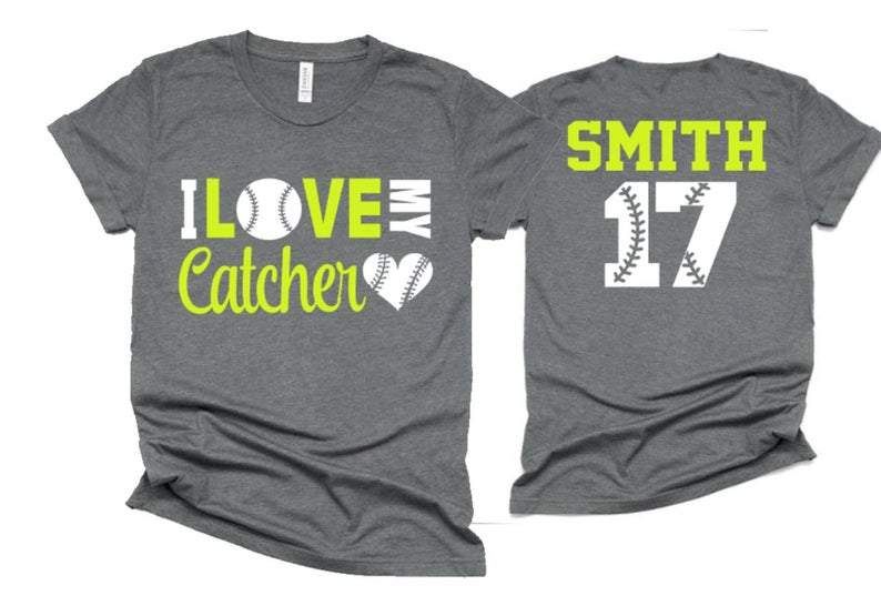 Personalized Custom Name I Love My Catcher Funny Hippie Softball Player T-Shirt