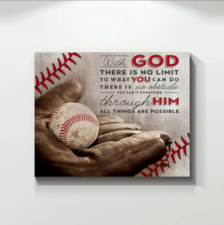 Baseball With God There Is No Limit Canvas Wall Art PAN